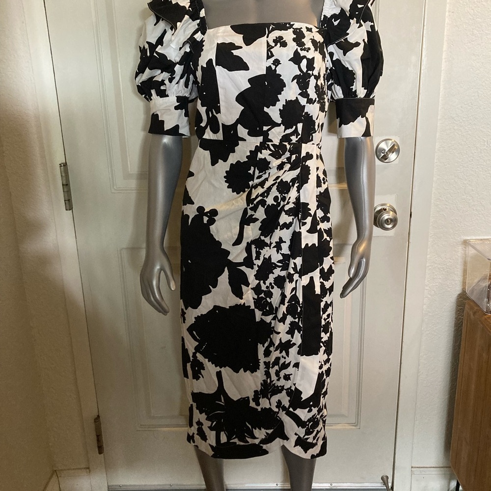 Christopher John Rogers Target Black/White Floral Dress Size 10